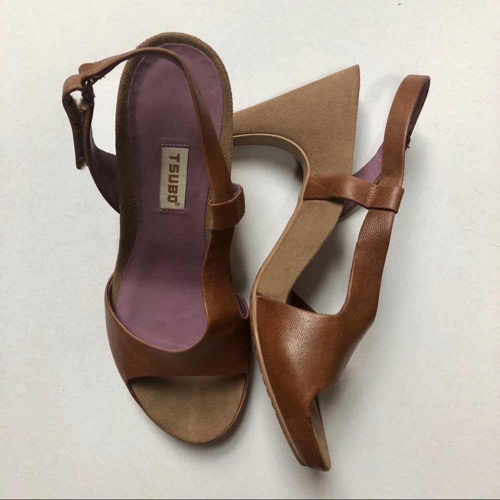 Tsubo Womens Leather Pumps With Suede Heel Sz 8.5